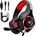 Beexcellent GM-1, Gaming Headphones with Microphone and Stereo Bass, Noise Canceling, Volume Control, LED Lighting, Red Color
